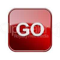 Go icon glossy red, isolated on white background