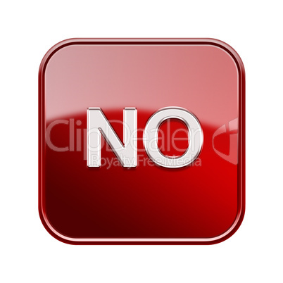 No icon glossy red, isolated on white background