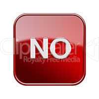 No icon glossy red, isolated on white background