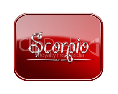 Scorpio zodiac icon red glossy, isolated on white background