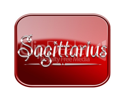 Sagittarius zodiac icon red glossy, isolated on white background