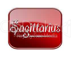 Sagittarius zodiac icon red glossy, isolated on white background