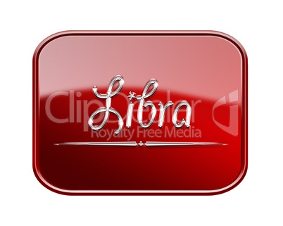 Libra zodiac icon red glossy, isolated on white background