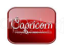 Capricorn zodiac icon red glossy, isolated on white background