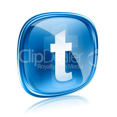 Twitter icon glass blue, isolated on white background