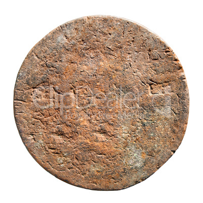 Old round metal, isolated on white background
