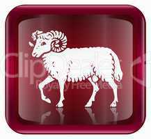 Aries zodiac icon red, isolated on white background
