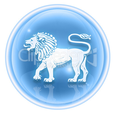 Lion zodiac icon ice, isolated on white background.