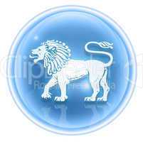 Lion zodiac icon ice, isolated on white background.