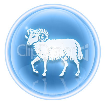 Aries zodiac icon ice, isolated on white background.