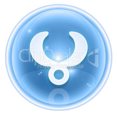 Taurus zodiac icon ice, isolated on white background.