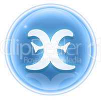 Pisces zodiac icon ice, isolated on white background.