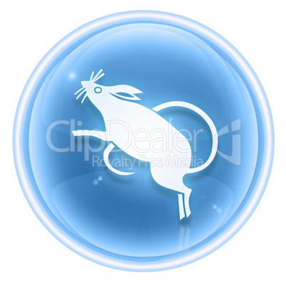 Rat Zodiac icon ice, isolated on white background.