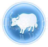 Ox Zodiac icon ice, isolated on white background.