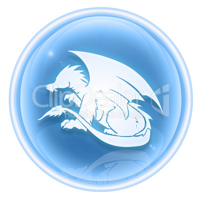 Dragon Zodiac icon ice, isolated on white background.