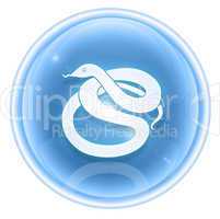 Snake Zodiac icon ice, isolated on white background.