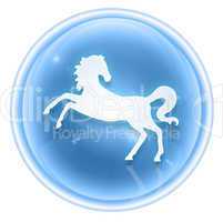 Horse Zodiac icon ice, isolated on white background.