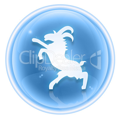 Goat Zodiac icon ice, isolated on white background.