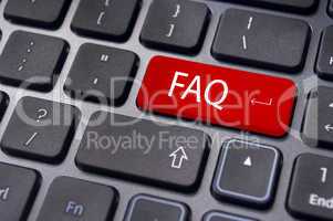 faq concepts, messages on keyboard enter key