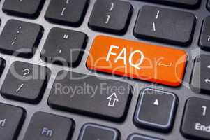 faq concepts, messages on keyboard enter key