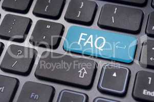 faq concepts, messages on keyboard enter key