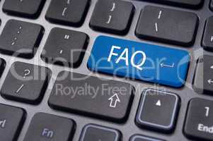 faq concepts, messages on keyboard enter key