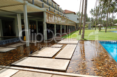 the swimming pool and building of luxury hotel, bentota, sri lan