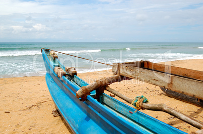 the traditional sri lanka's boat for fishing on the beach