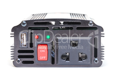 Car Power Inverter,DC to AC from car battery, on white background
