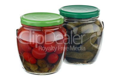 pickled cucumbers and tomatoes