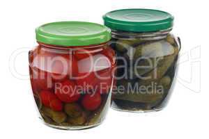 pickled cucumbers and tomatoes
