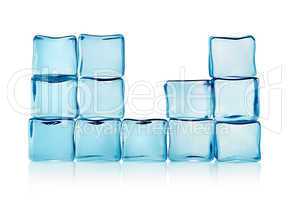 Figures from blue ice cubes isolated
