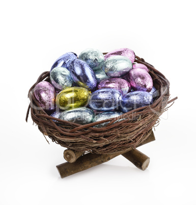 chocolate eggs in a nest