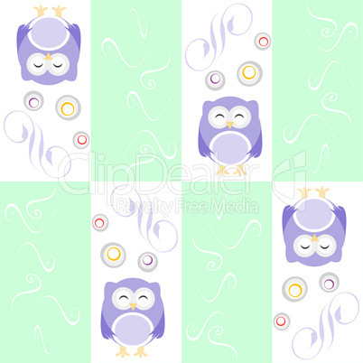 Cute owl seamless background