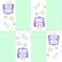 Cute owl seamless background