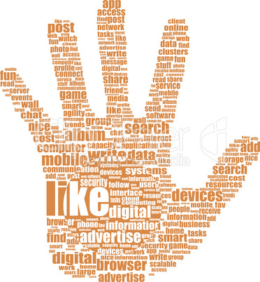 hand with word like - social media and network concept
