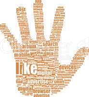 hand with word like - social media and network concept