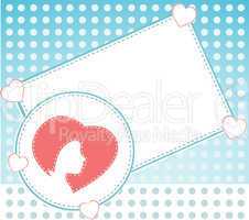 card with heart and woman head. invitation card
