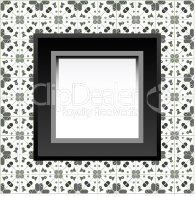 Frame with empty space on the floral wallpaper