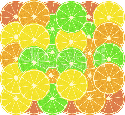 fruits of an orange, a lemon, grapefruit and lime