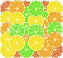 fruits of an orange, a lemon, grapefruit and lime