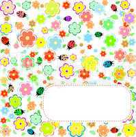 Seamless texture with flowers and ladybirds. floral pattern