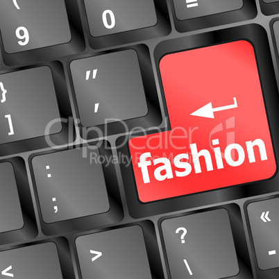 Computer keyboard with fashion words - social background