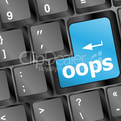 The word oops on a computer keyboard