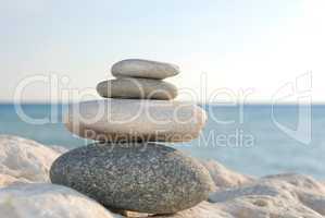 Stones with ocean as background