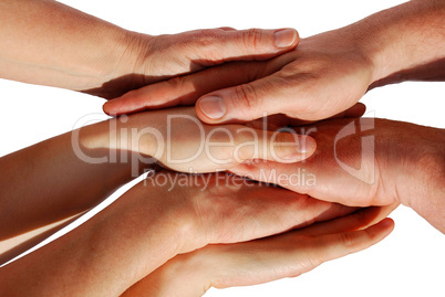 many hands symbolizing unity and teamwork