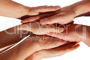 many hands symbolizing unity and teamwork
