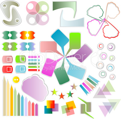 Set of scrapbook design elements - cute and bright frames, tags