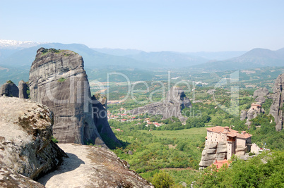 View from above on the Rousannou - St. Barbara monastery, Meteor