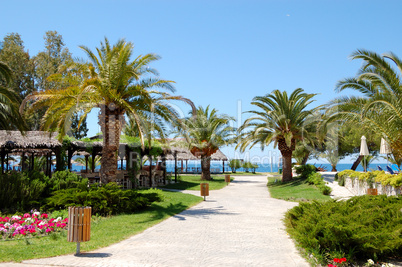 Path to beach at the luxury hotel, Halkidiki, Greece